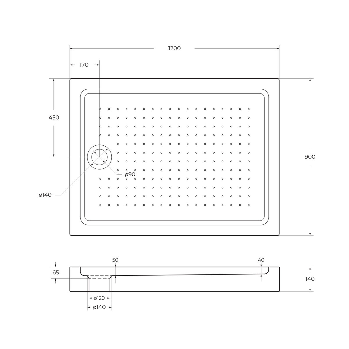 Акриловый поддон BelBagno TRAY-BB-AH-120/90-15-W