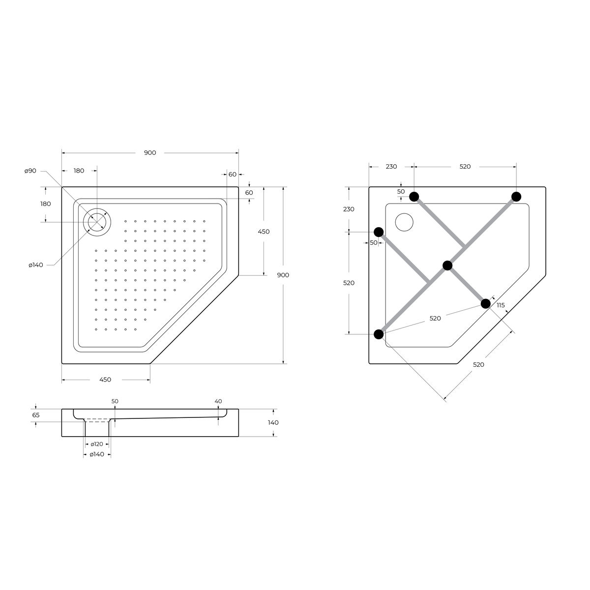 Акриловый поддон BelBagno TRAY-BB-P-90-15-W