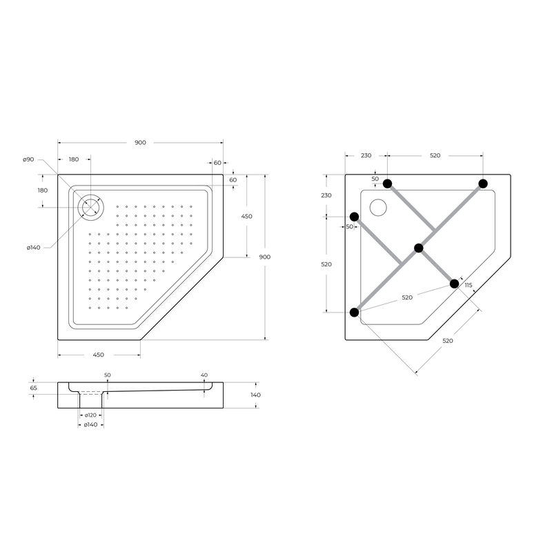 Душевой поддон BelBagno TRAY-BB-P-90-15-W акриловый