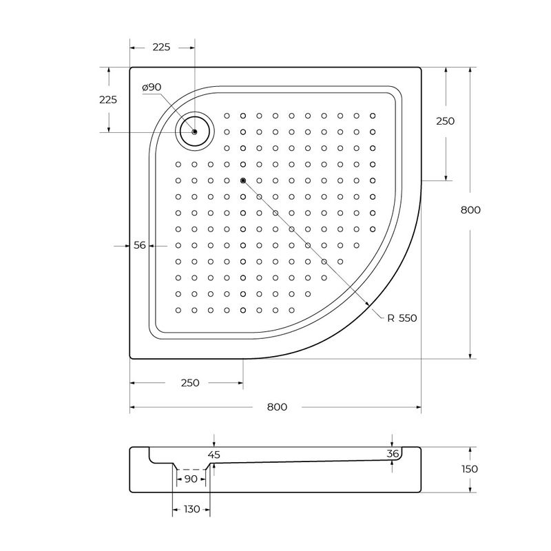 Душевой поддон BelBagno TRAY-BB-R-80-550-15-W акриловый