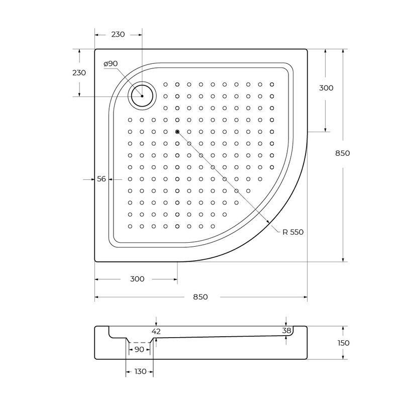 Душевой поддон BelBagno TRAY-BB-R-85-550-15-W акриловый