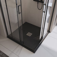 Душевой поддон BelBagno UNO TRAY-MR-UNO-A-90-35-NERO-CR из искусственного мрамора с сифоном — 5