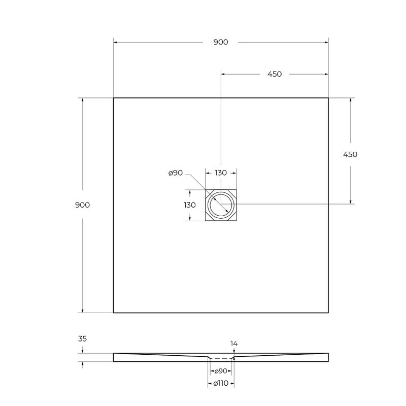 Душевой поддон BelBagno UNO TRAY-MR-UNO-A-90-35-NERO-CR из искусственного мрамора с сифоном