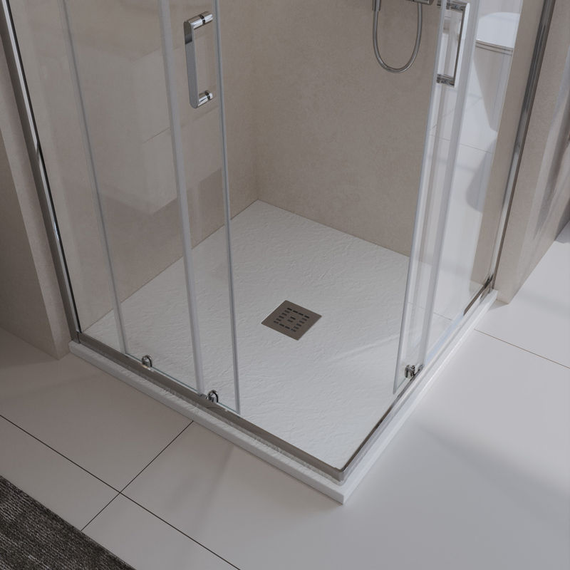 Душевой поддон BelBagno UNO TRAY-MR-UNO-A-90-35-W-CR из искусственного мрамора с сифоном