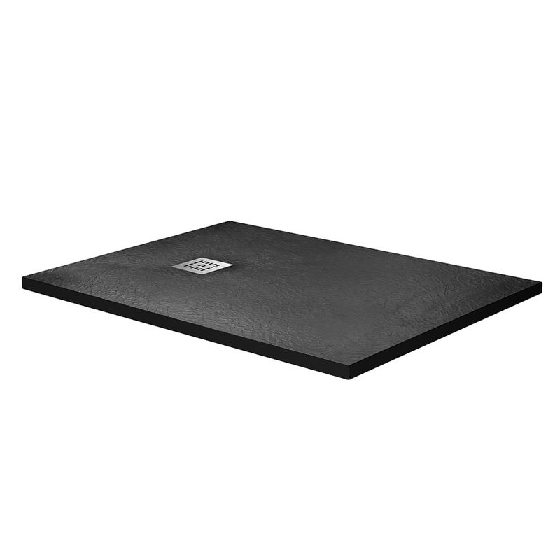 Душевой поддон BelBagno UNO TRAY-MR-UNO-AH-120/90-35-NERO-CR из искусственного мрамора с сифоном