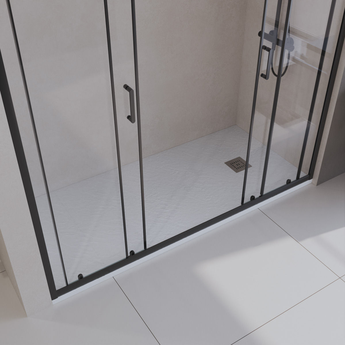Душевой поддон из искусственного мрамора в комплекте с сифоном BelBagno UNO TRAY-MR-UNO-AH-170/70-35-W-CR