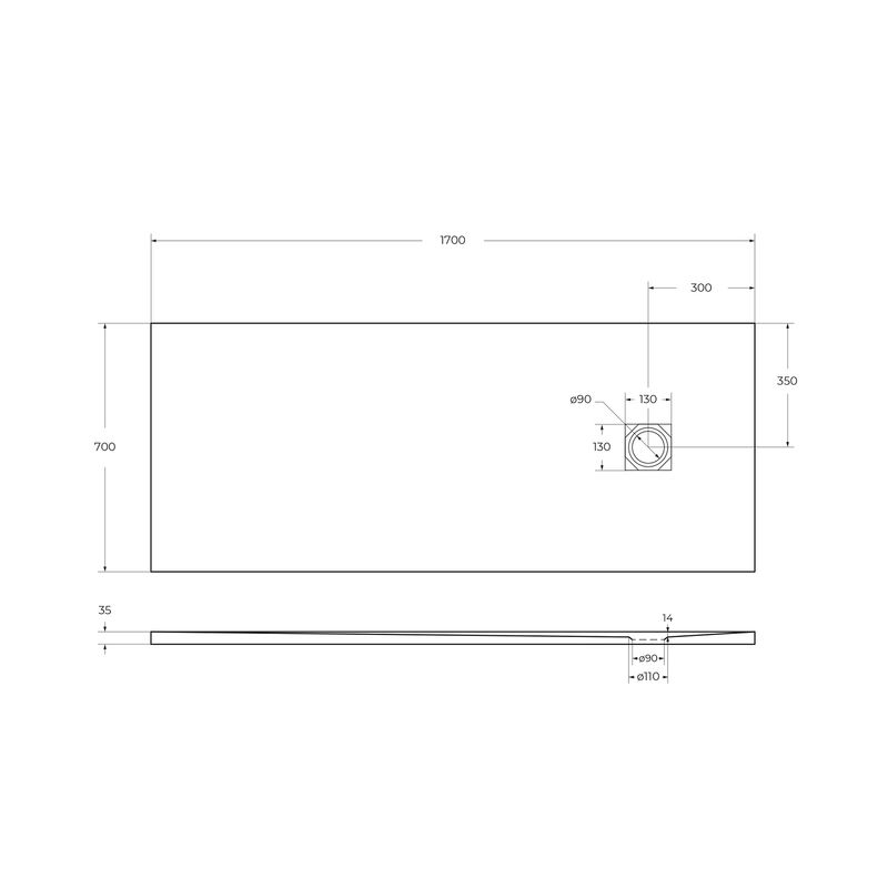 Душевой поддон BelBagno UNO TRAY-MR-UNO-AH-170/70-35-W-CR из искусственного мрамора с сифоном