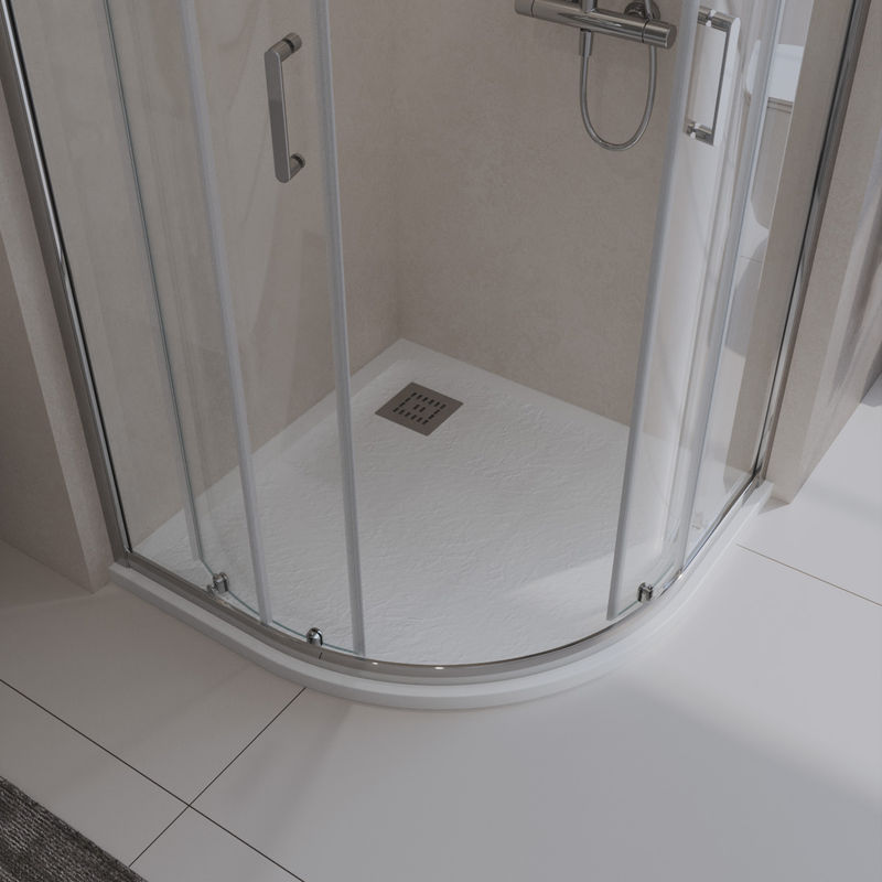 Душевой поддон BelBagno UNO TRAY-MR-UNO-R-90-550-35-W-CR из искусственного мрамора с сифоном