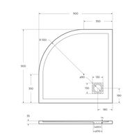 Душевой поддон BelBagno UNO TRAY-MR-UNO-R-90-550-35-W-CR из искусственного мрамора с сифоном — 7