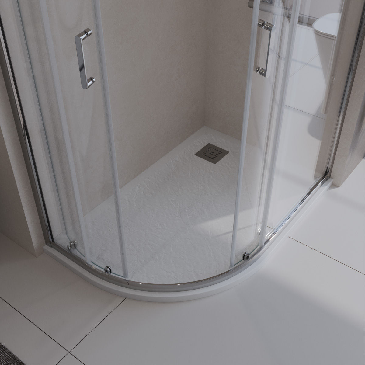 Душевой поддон из искусственного мрамора в комплекте с сифоном BelBagno UNO TRAY-MR-UNO-RH-120/90-550-35-W-L-CR