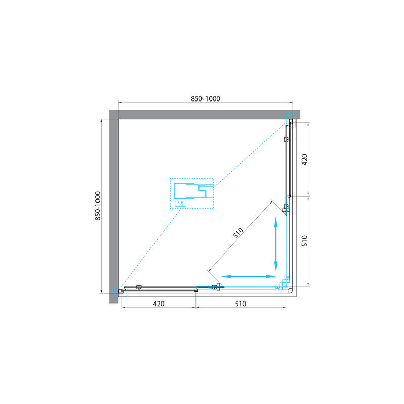 Душевой уголок BelBagno UNIQUE-A-2-85/100-P-Cr