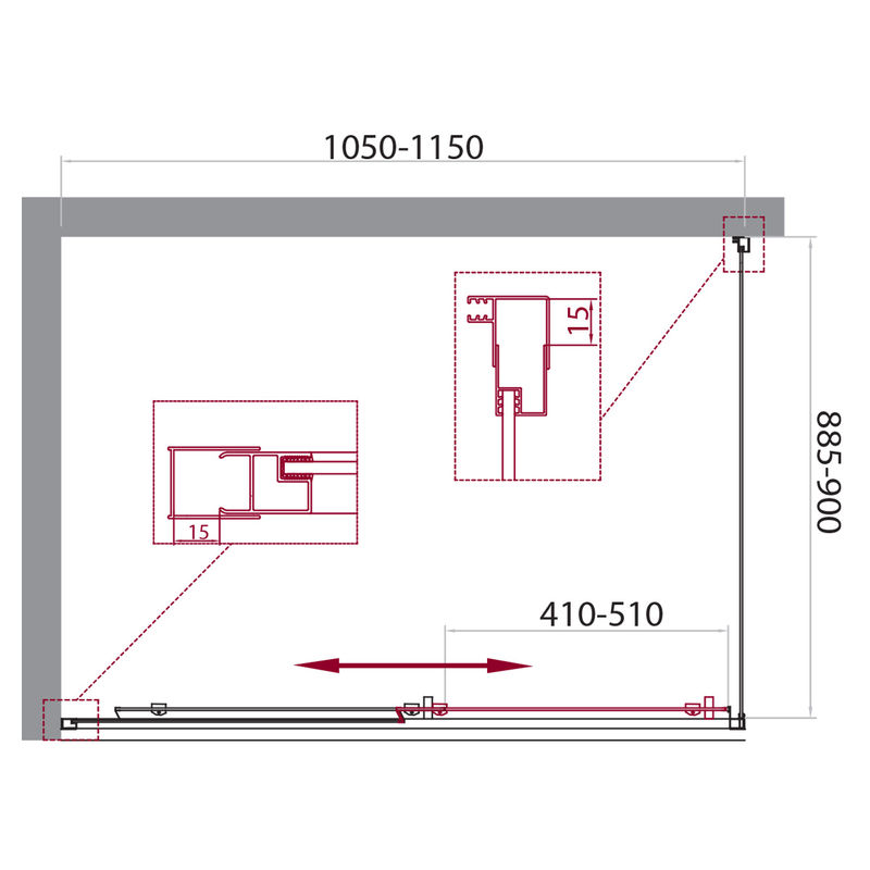Душевой уголок BelBagno UNIQUE-AH-1-100/115-90-C-Cr