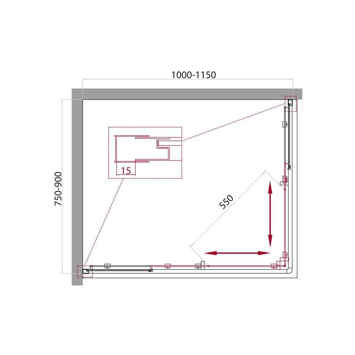 Душевой уголок BelBagno UNIQUE-AH-2-100/115-75/90-C-Cr
