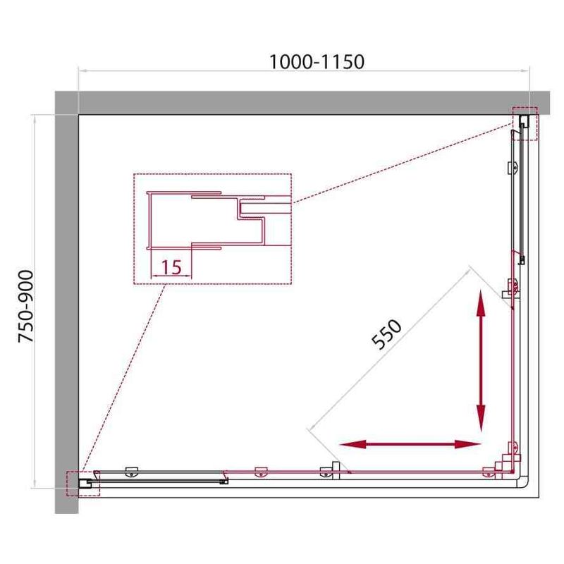 Душевой уголок BelBagno UNIQUE-AH-2-100/115-75/90-C-Cr