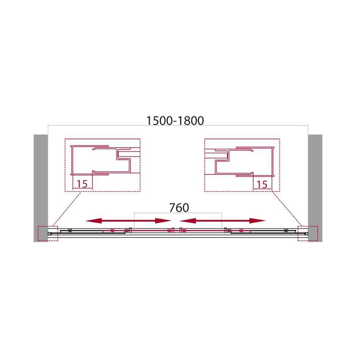 Шторка на ванну BelBagno UNIQUE-VF-2-150/180-140-C-Cr