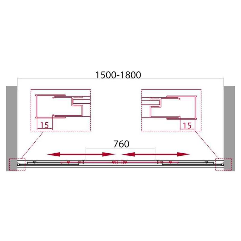 Шторка на ванну BelBagno UNIQUE-VF-2-150/180-140-C-Cr