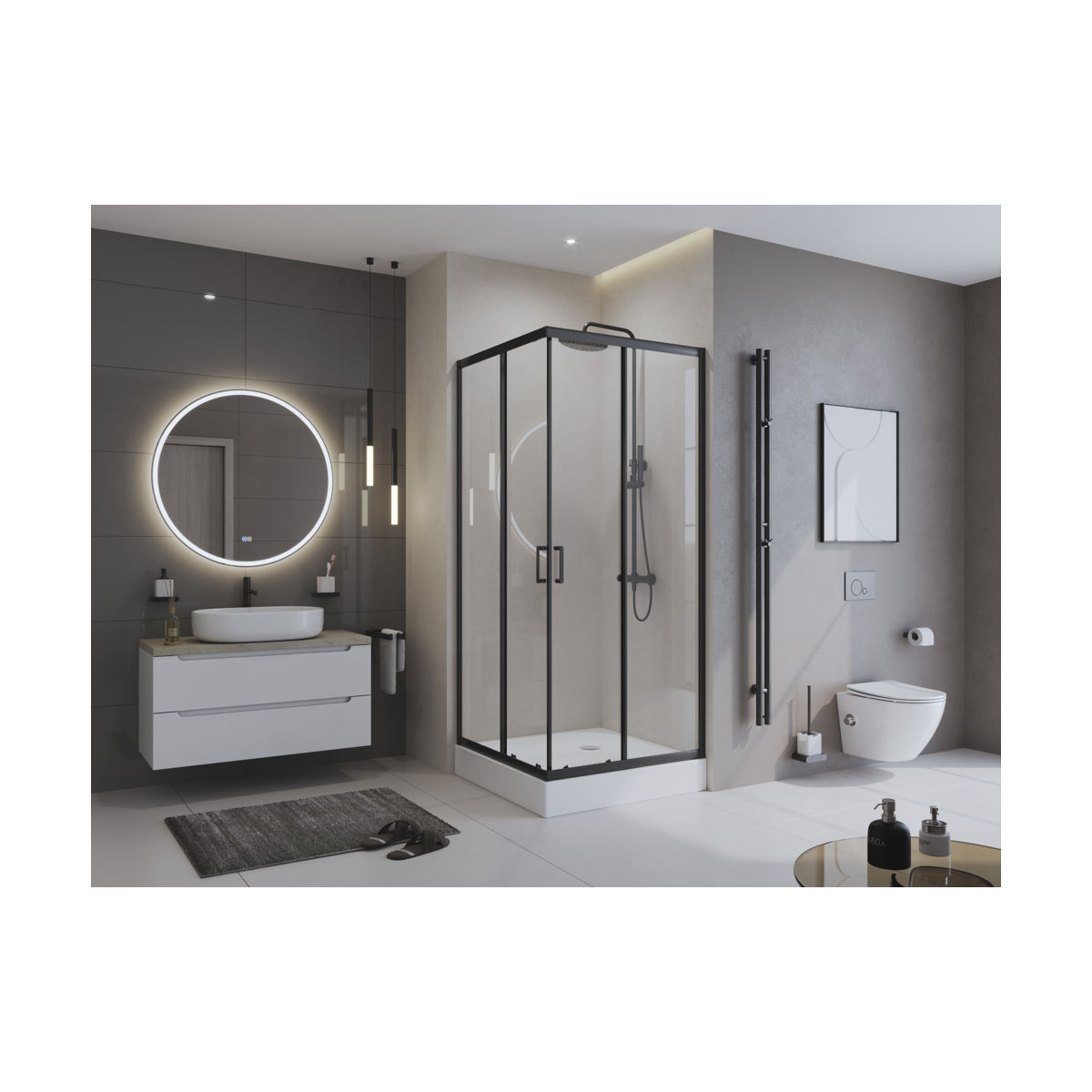 Душевой уголок BelBagno UNO-195-A-2-100-C-NERO