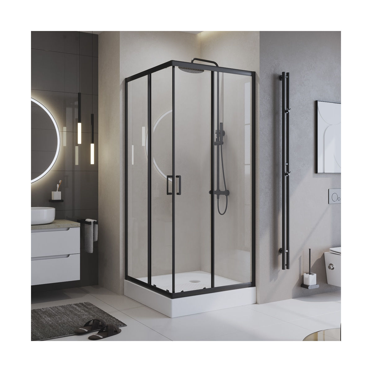 Душевой уголок BelBagno UNO-195-A-2-100-C-NERO