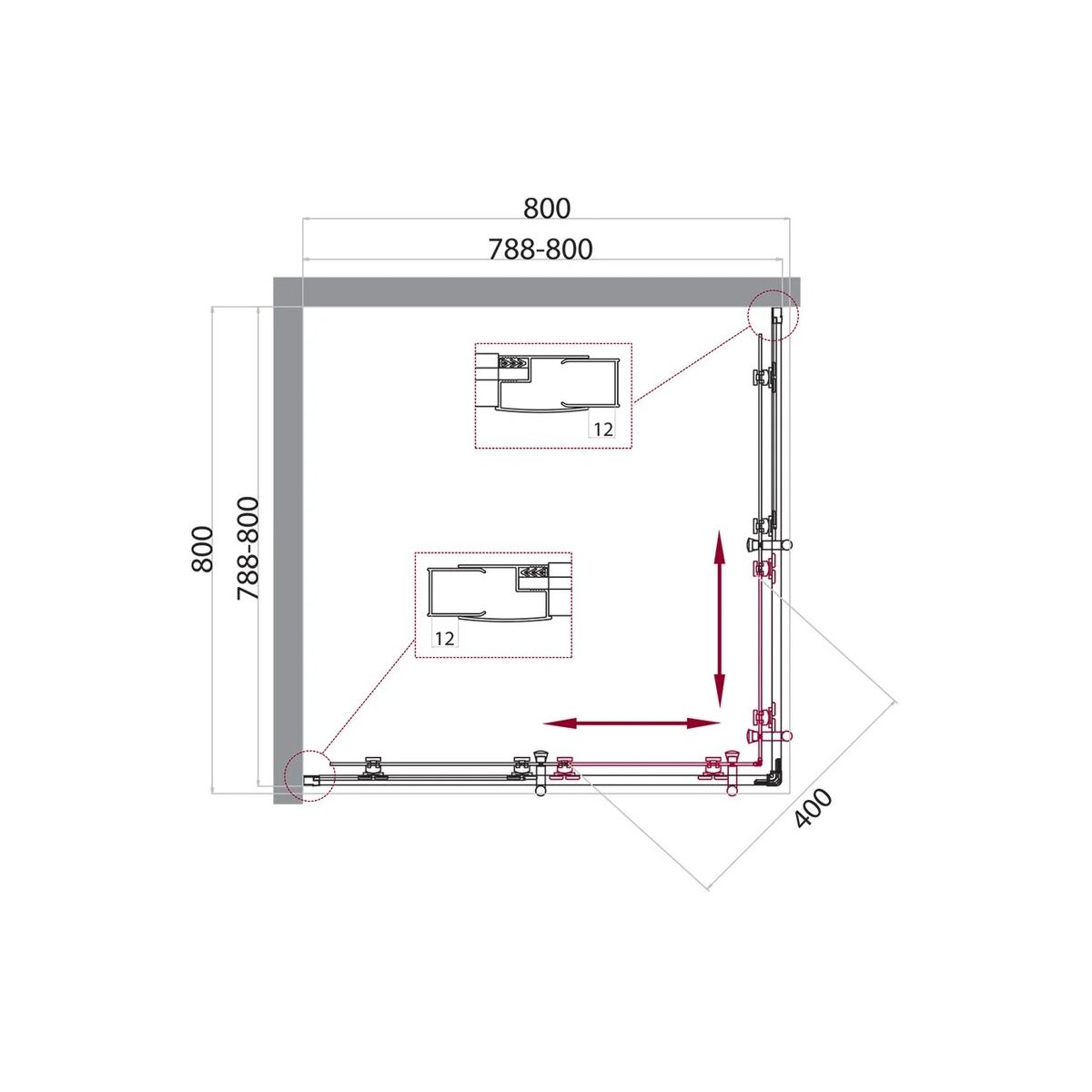 Душевой уголок BelBagno UNO-195-A-2-80-P-Cr