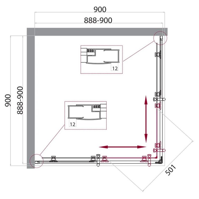 Душевой уголок BelBagno UNO-195-A-2-90-C-Cr