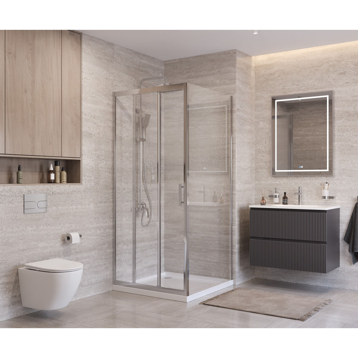 Душевой уголок BelBagno UNO-195-AF-31-100-C-Cr