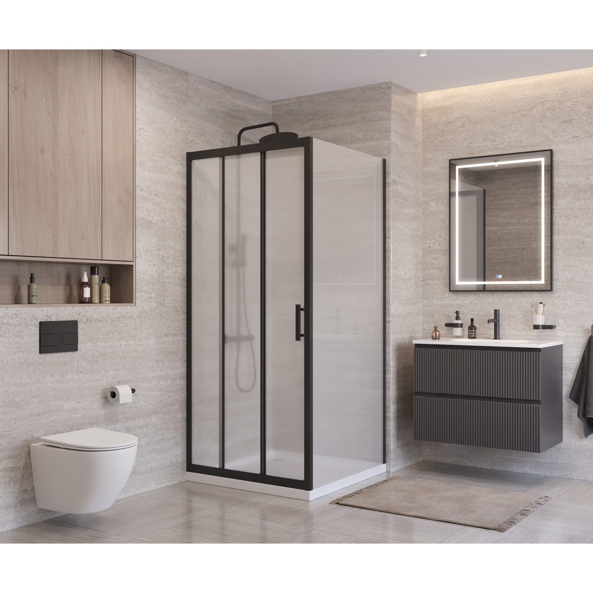 Душевой уголок BelBagno UNO-195-AF-31-90-P-NERO