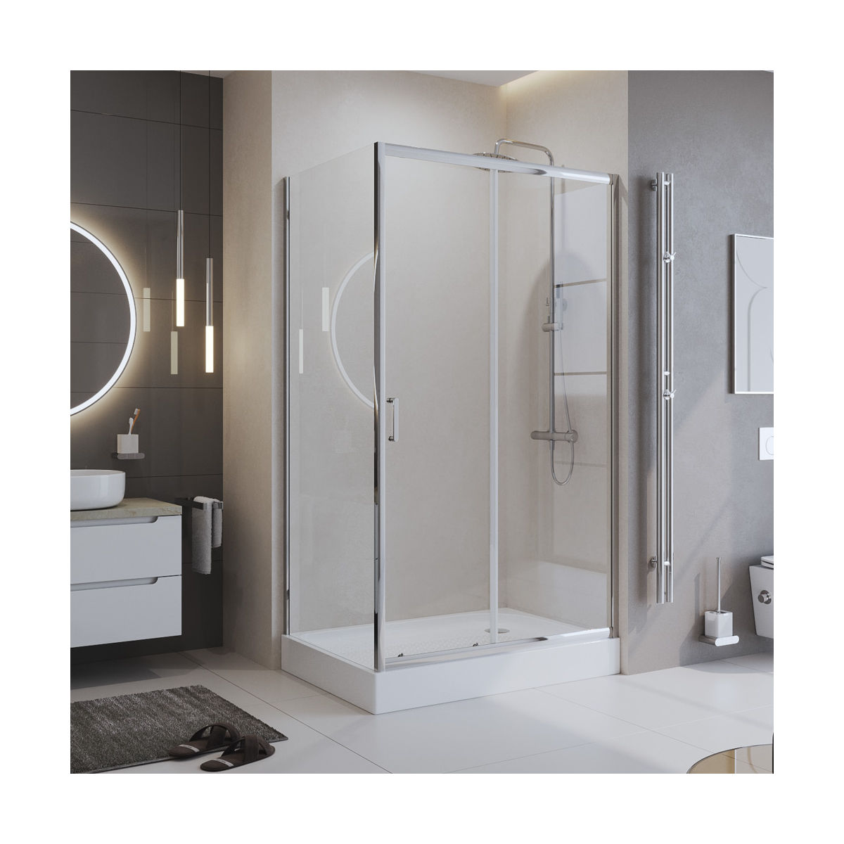 Душевой уголок BelBagno UNO-195-AH-1-100/80-C-Cr