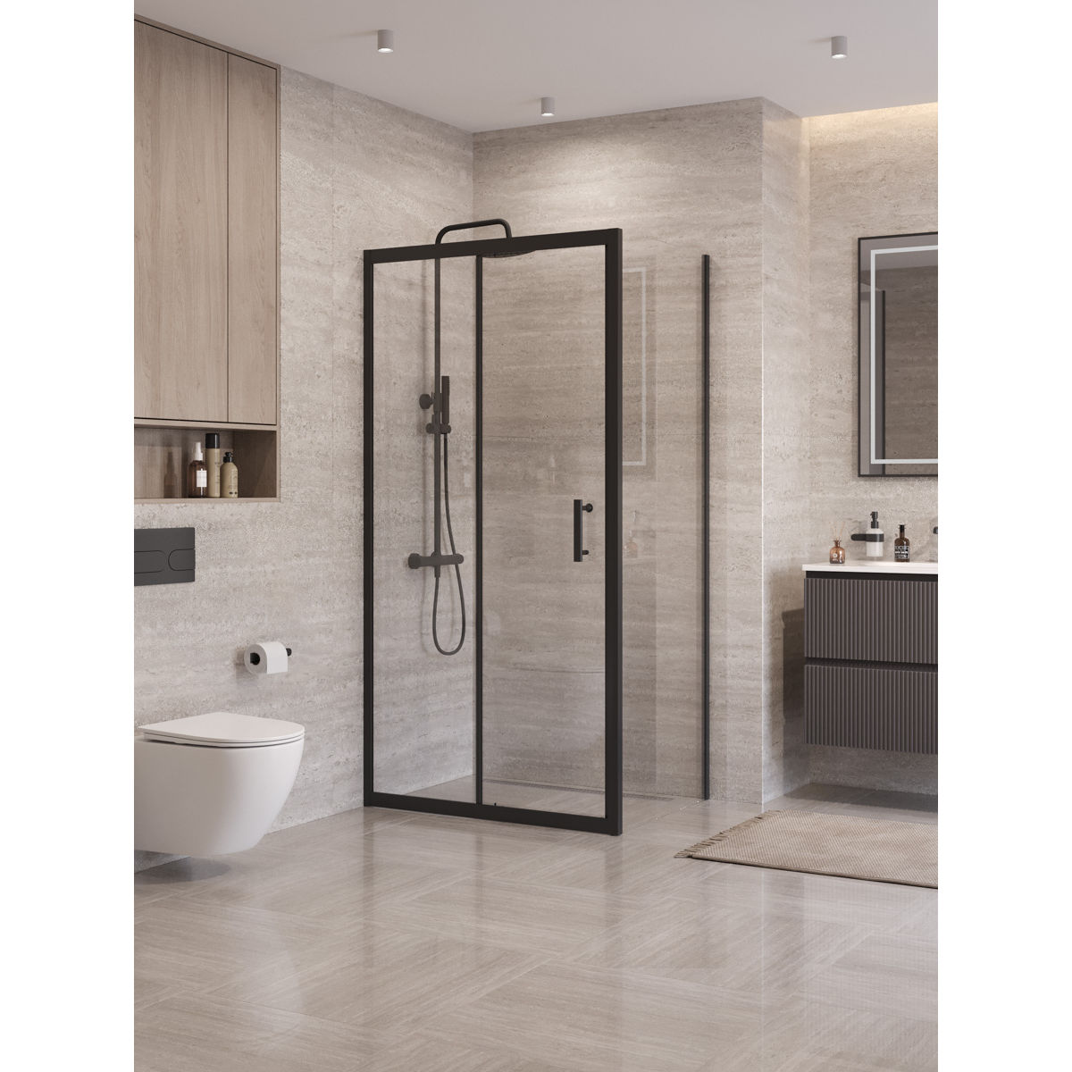 Душевой уголок BelBagno UNO-195-AH-1-110/80-C-NERO