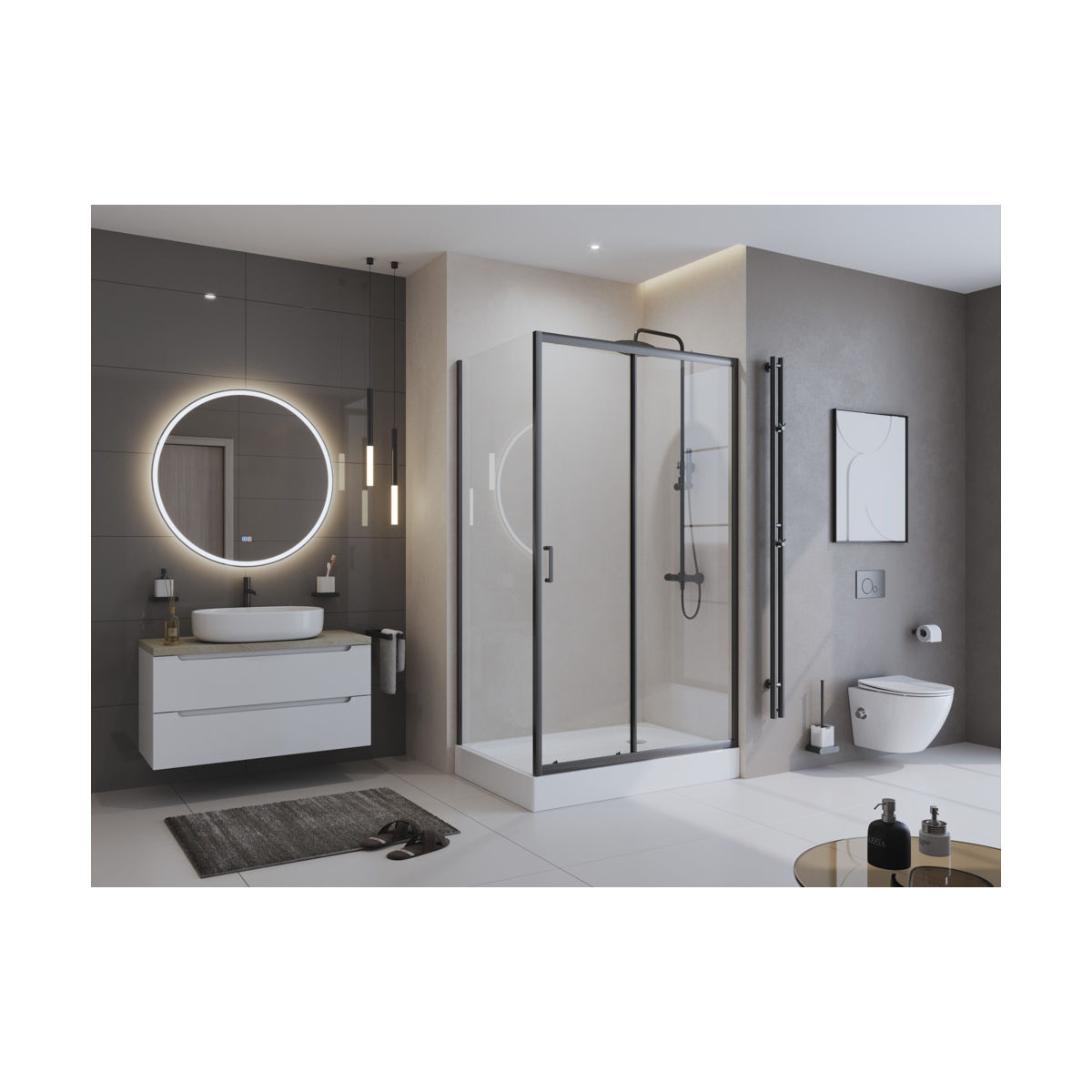 Душевой уголок BelBagno UNO-195-AH-1-120/80-C-NERO