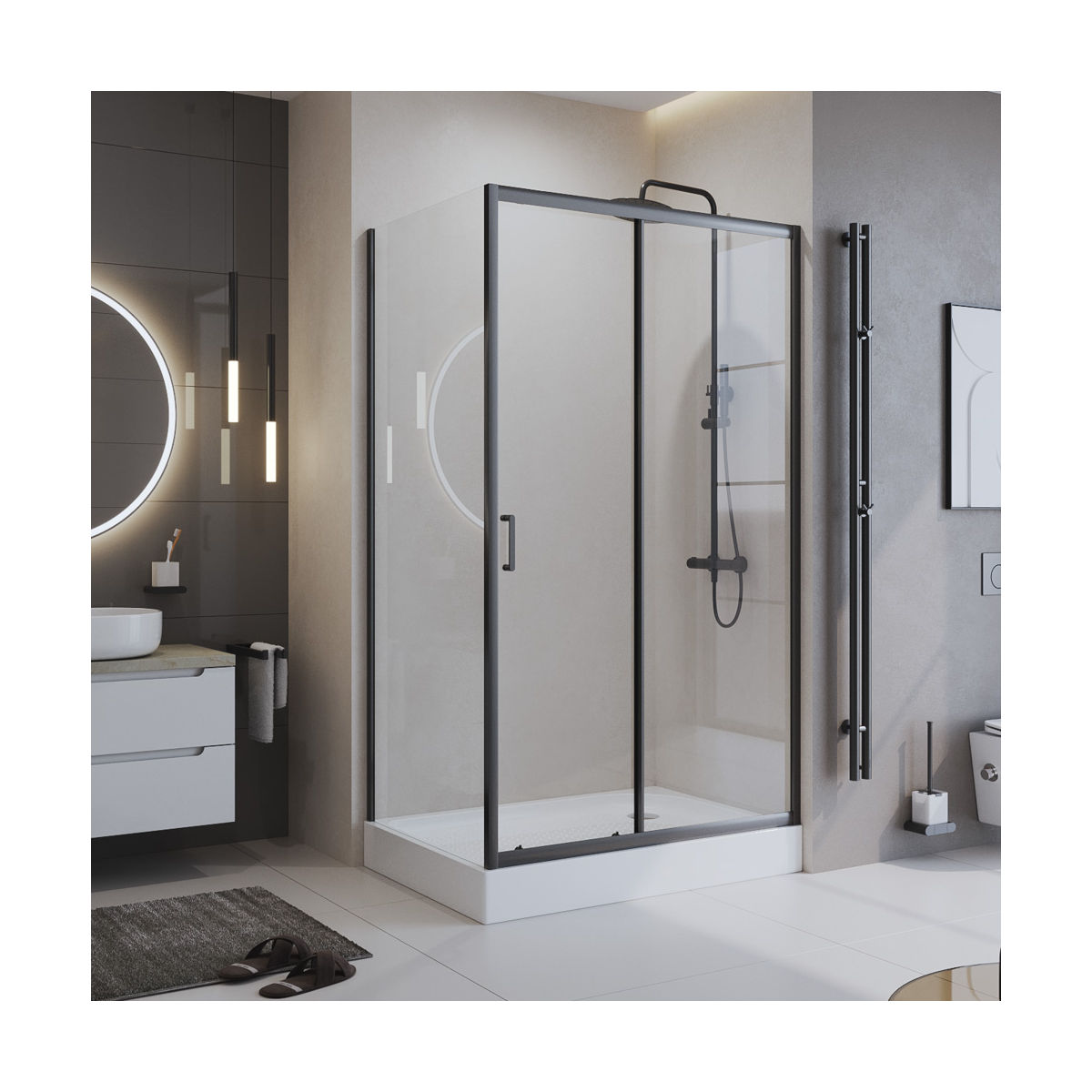 Душевой уголок BelBagno UNO-195-AH-1-120/80-C-NERO