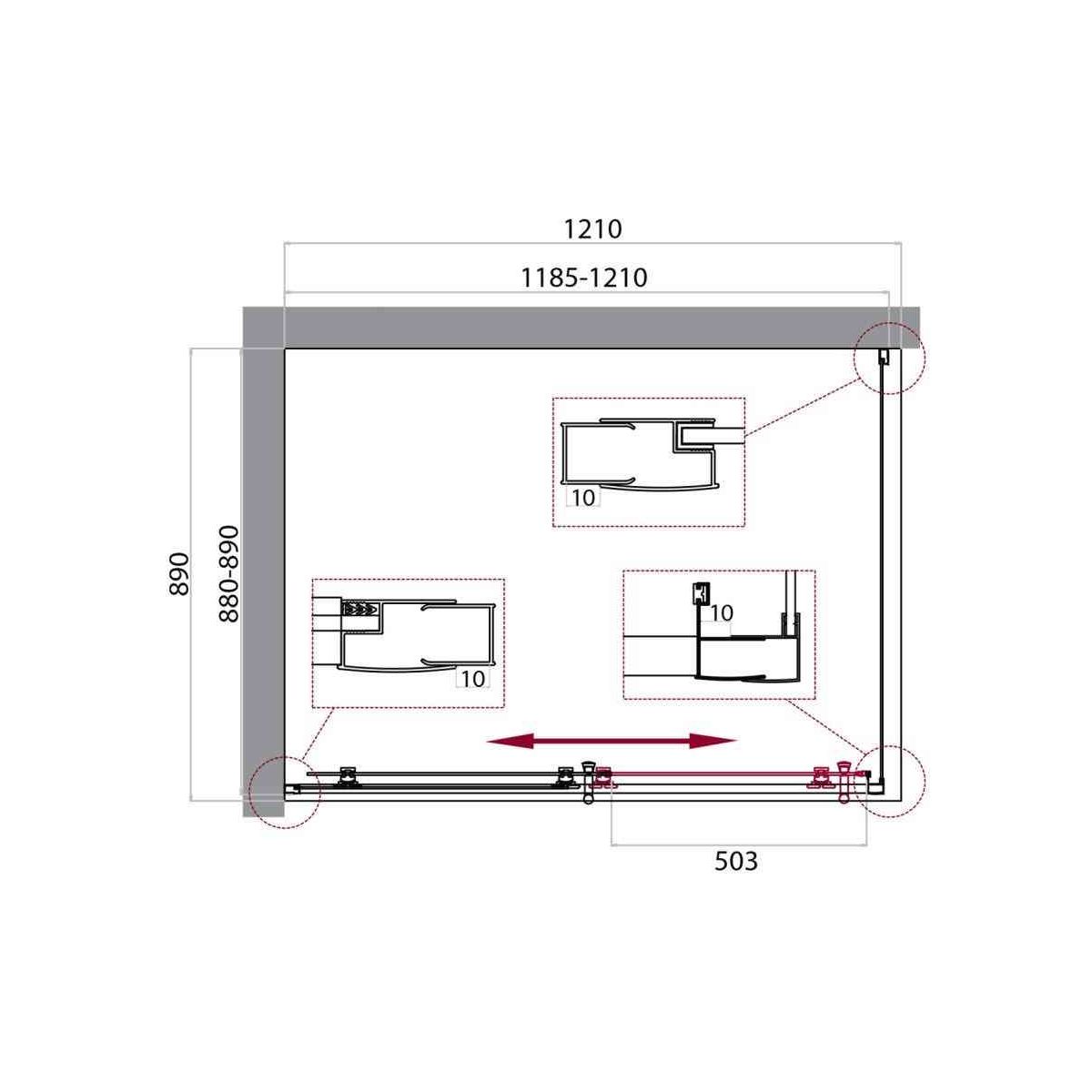 Душевой уголок BelBagno UNO-195-AH-1-120/90-P-Cr