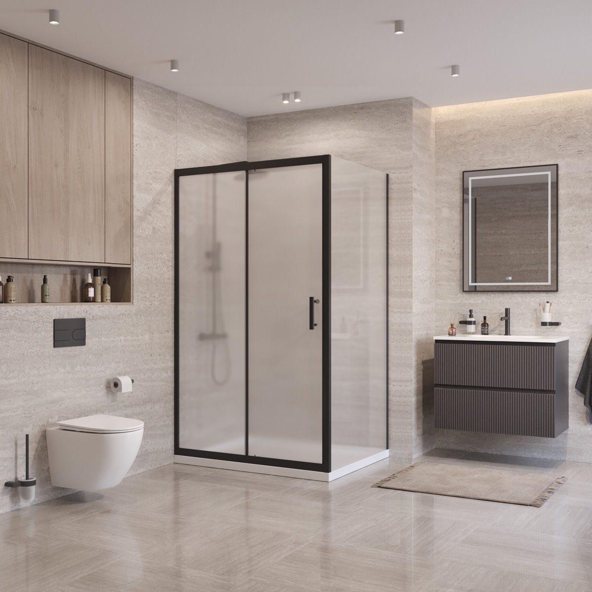 Душевой уголок BelBagno UNO-195-AH-1-120/90-P-NERO