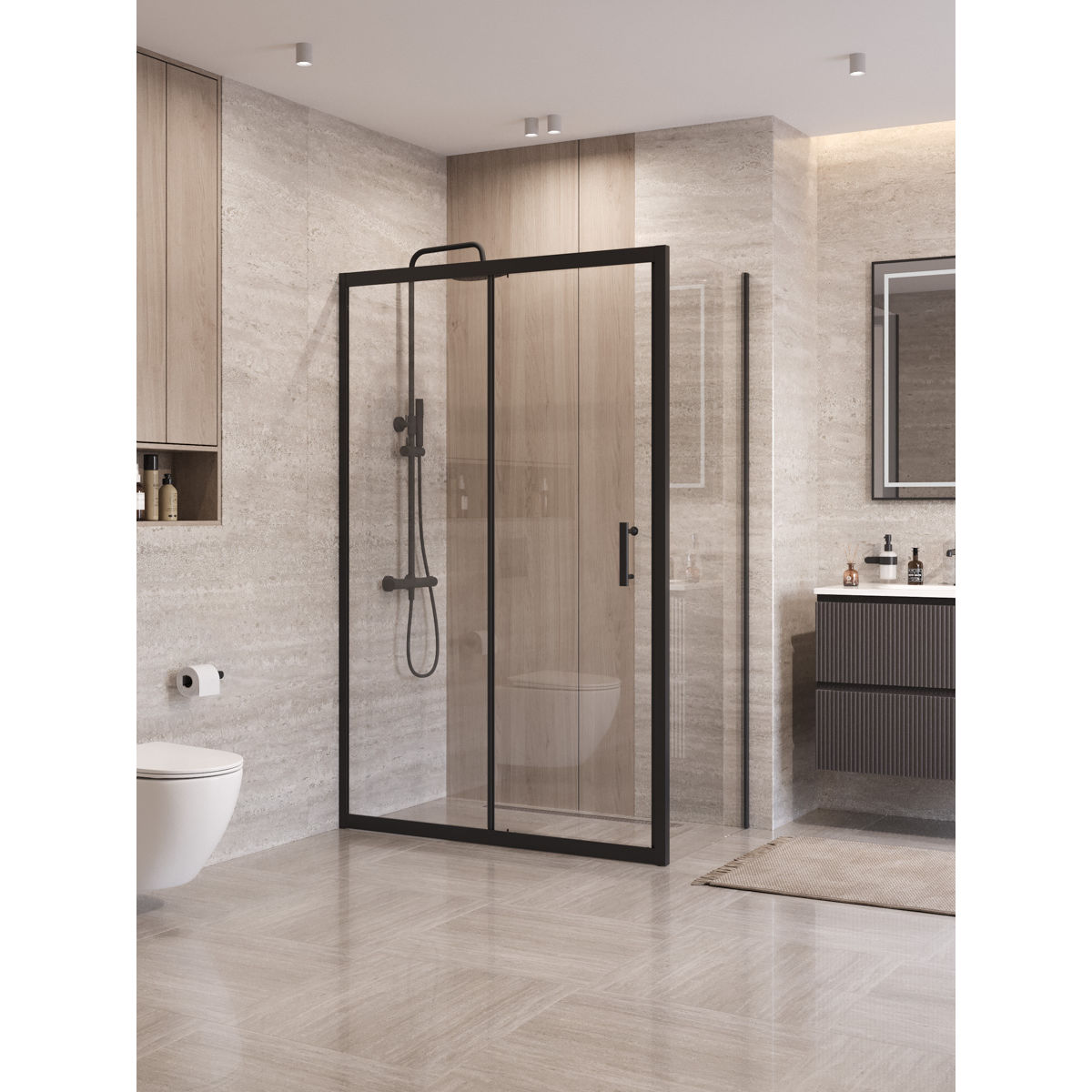 Душевой уголок BelBagno UNO-195-AH-1-130/70-C-NERO