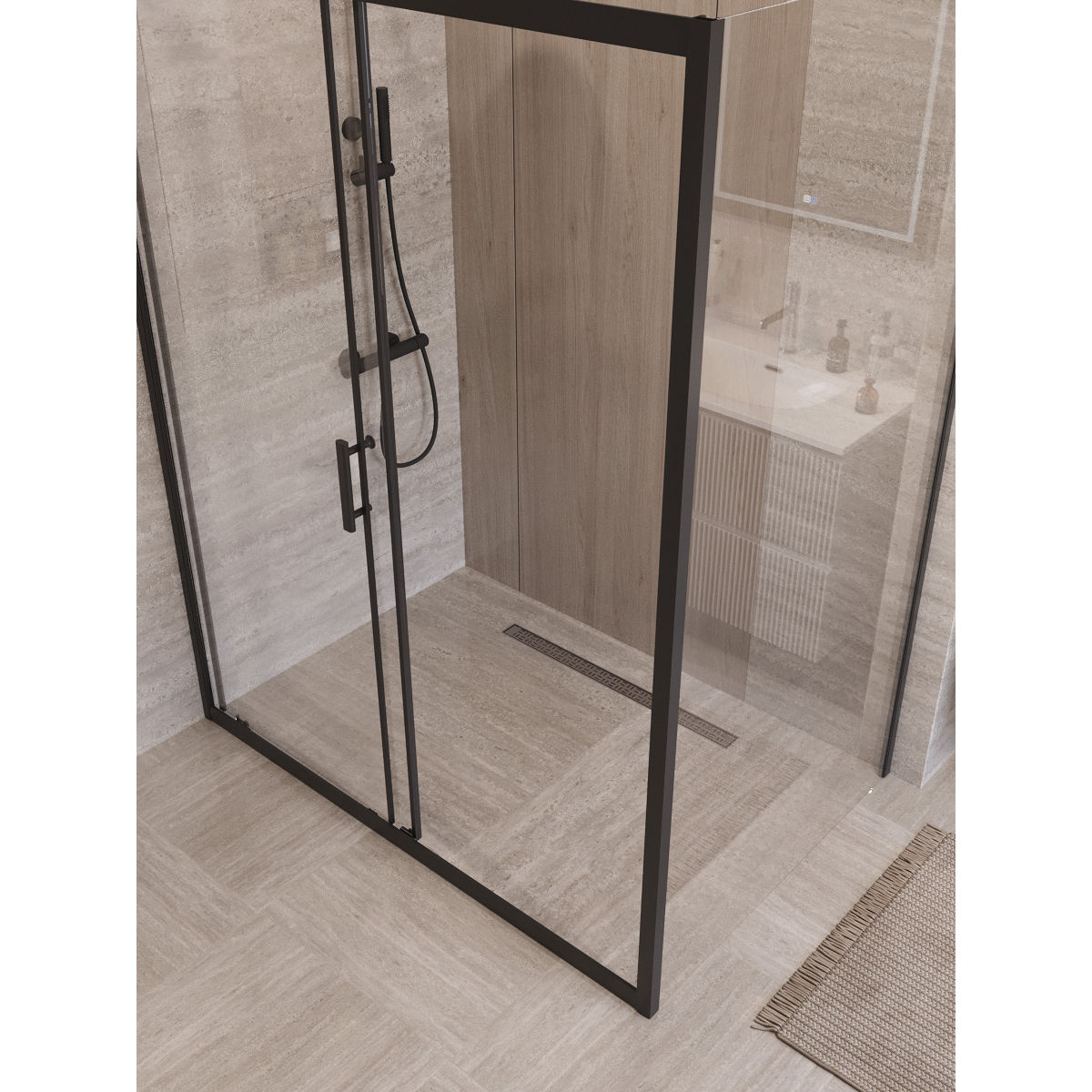 Душевой уголок BelBagno UNO-195-AH-1-140/100-C-NERO