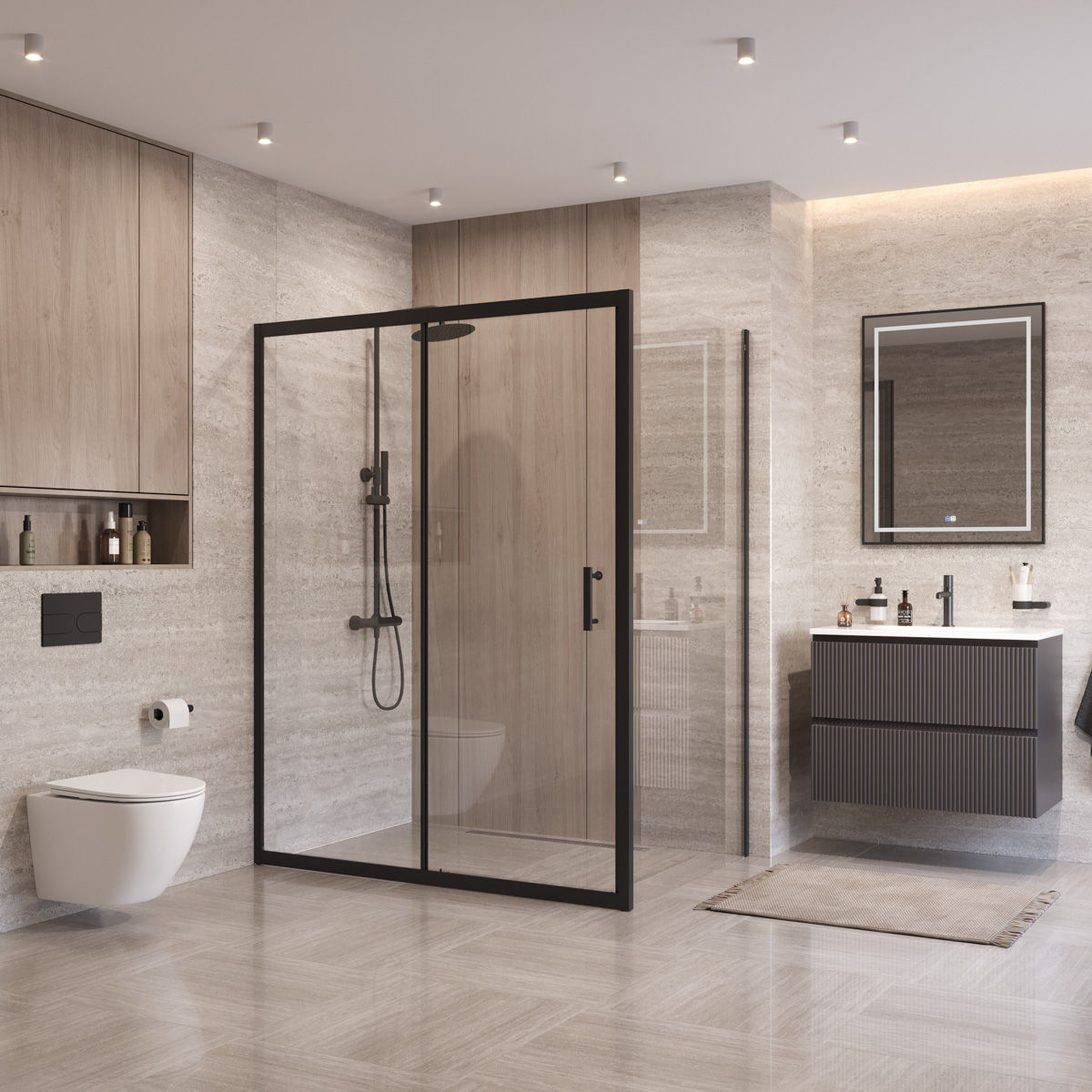 Душевой уголок BelBagno UNO-195-AH-1-140/90-C-NERO