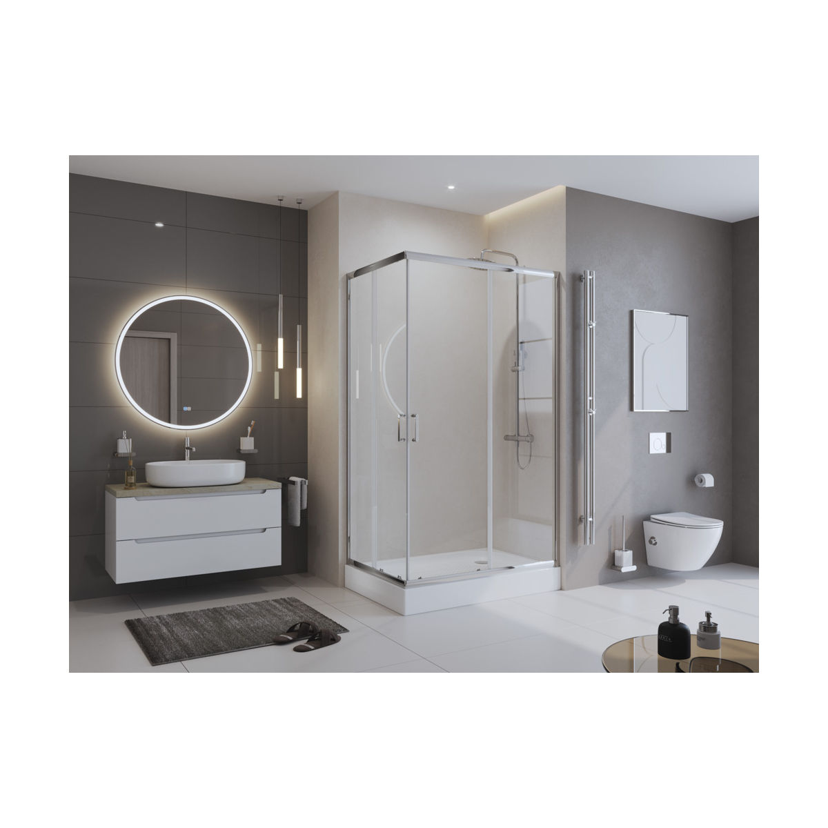 Душевой уголок BelBagno UNO-195-AH-2-100/80-C-Cr