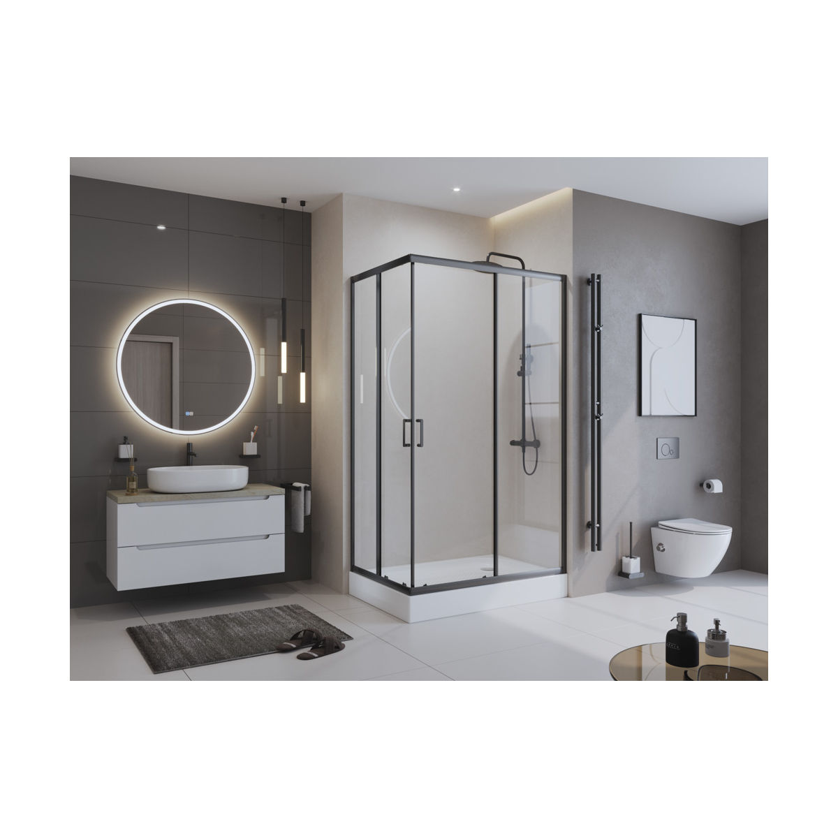 Душевой уголок BelBagno UNO-195-AH-2-100/80-C-NERO