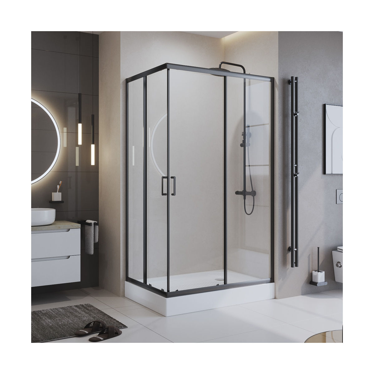 Душевой уголок BelBagno UNO-195-AH-2-120/100-C-NERO