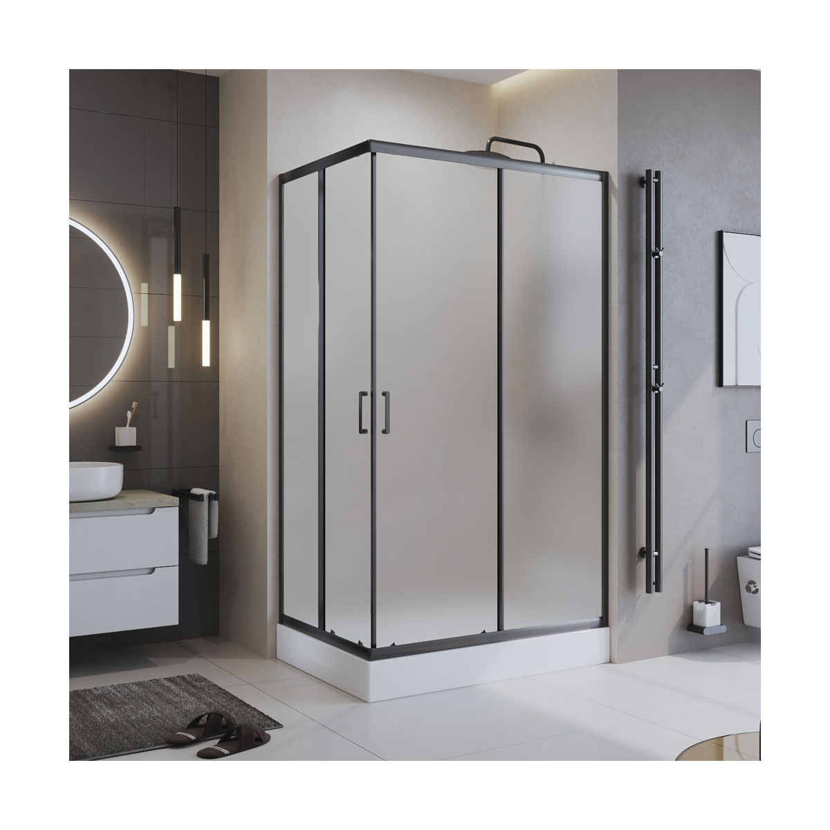 Душевой уголок BelBagno UNO-195-AH-2-120/90-P-NERO