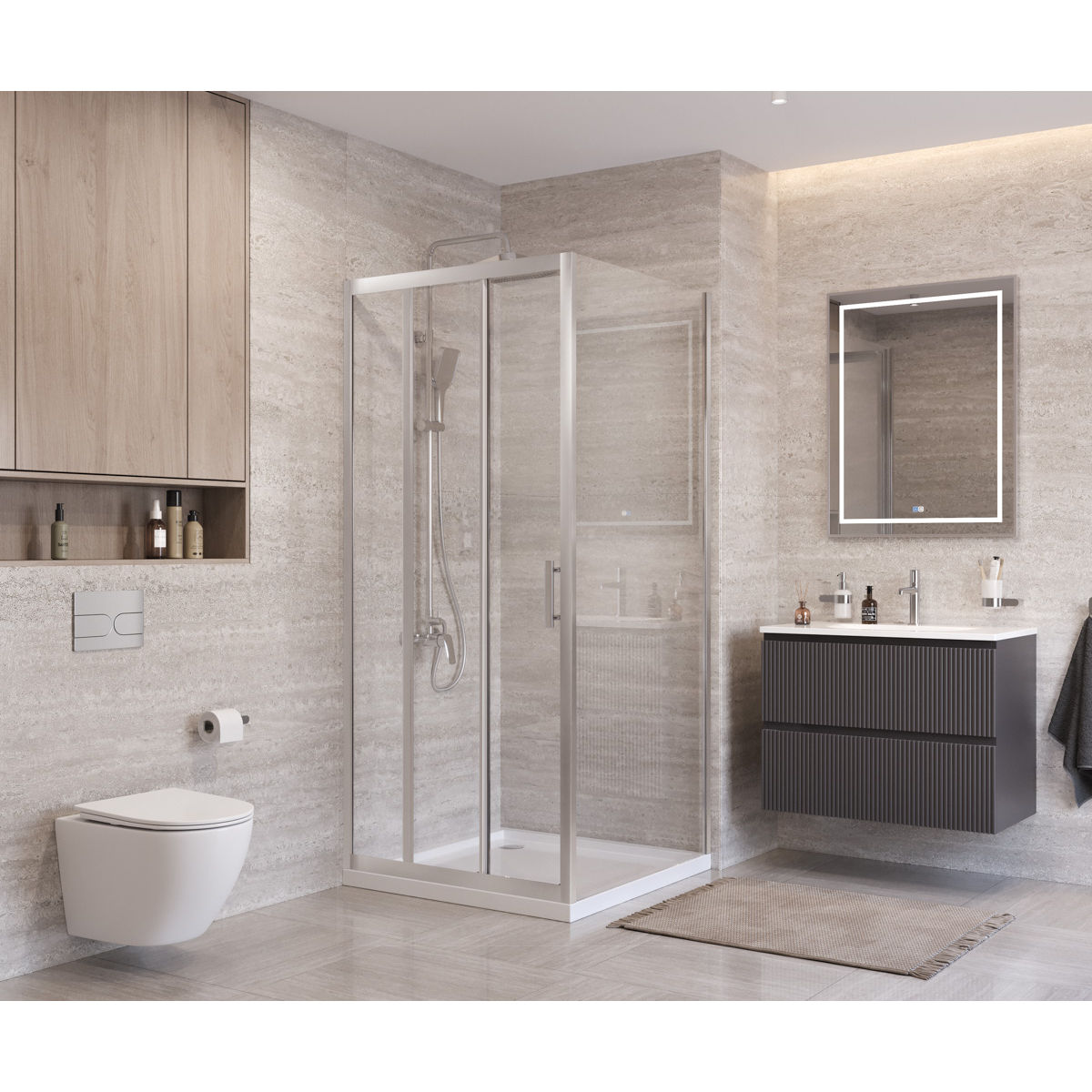 Душевой уголок BelBagno UNO-195-AHF-31-100/90-C-IN