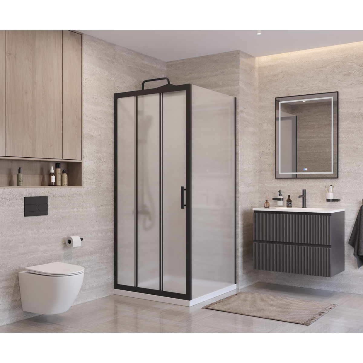Душевой уголок BelBagno UNO-195-AHF-31-100/90-P-NERO