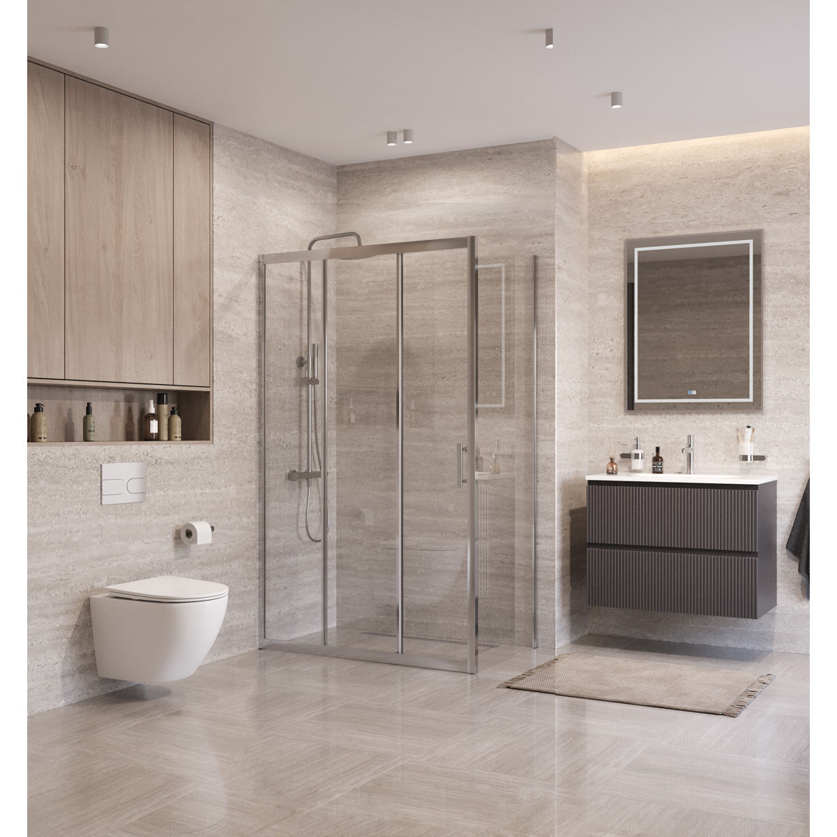 Душевой уголок BelBagno UNO-195-AHF-31-120/80-C-Cr
