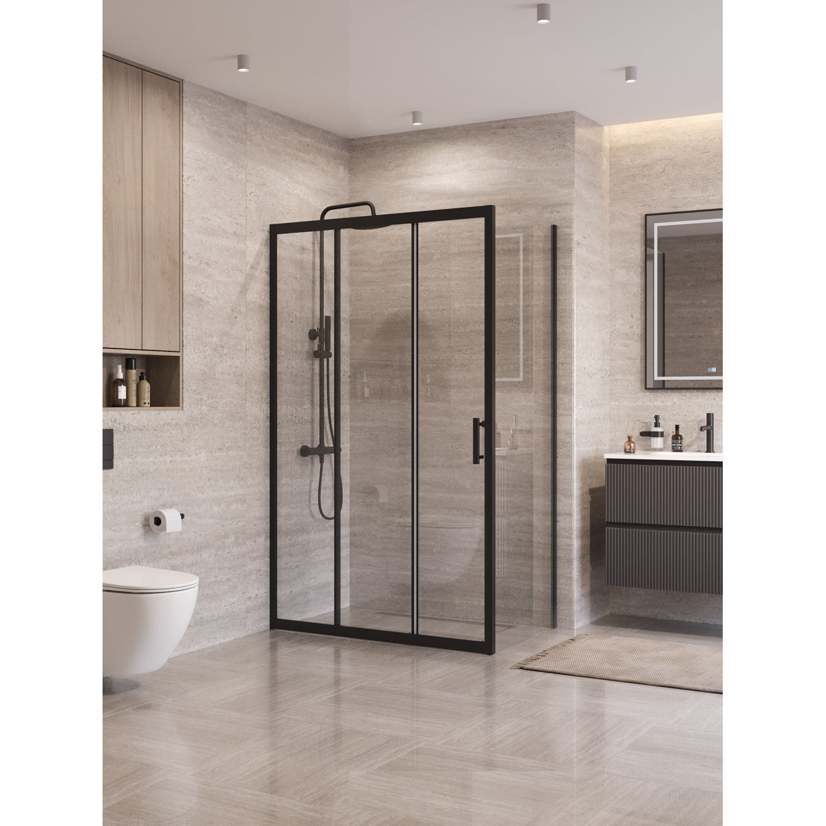 Душевой уголок BelBagno UNO-195-AHF-31-120/80-C-NERO