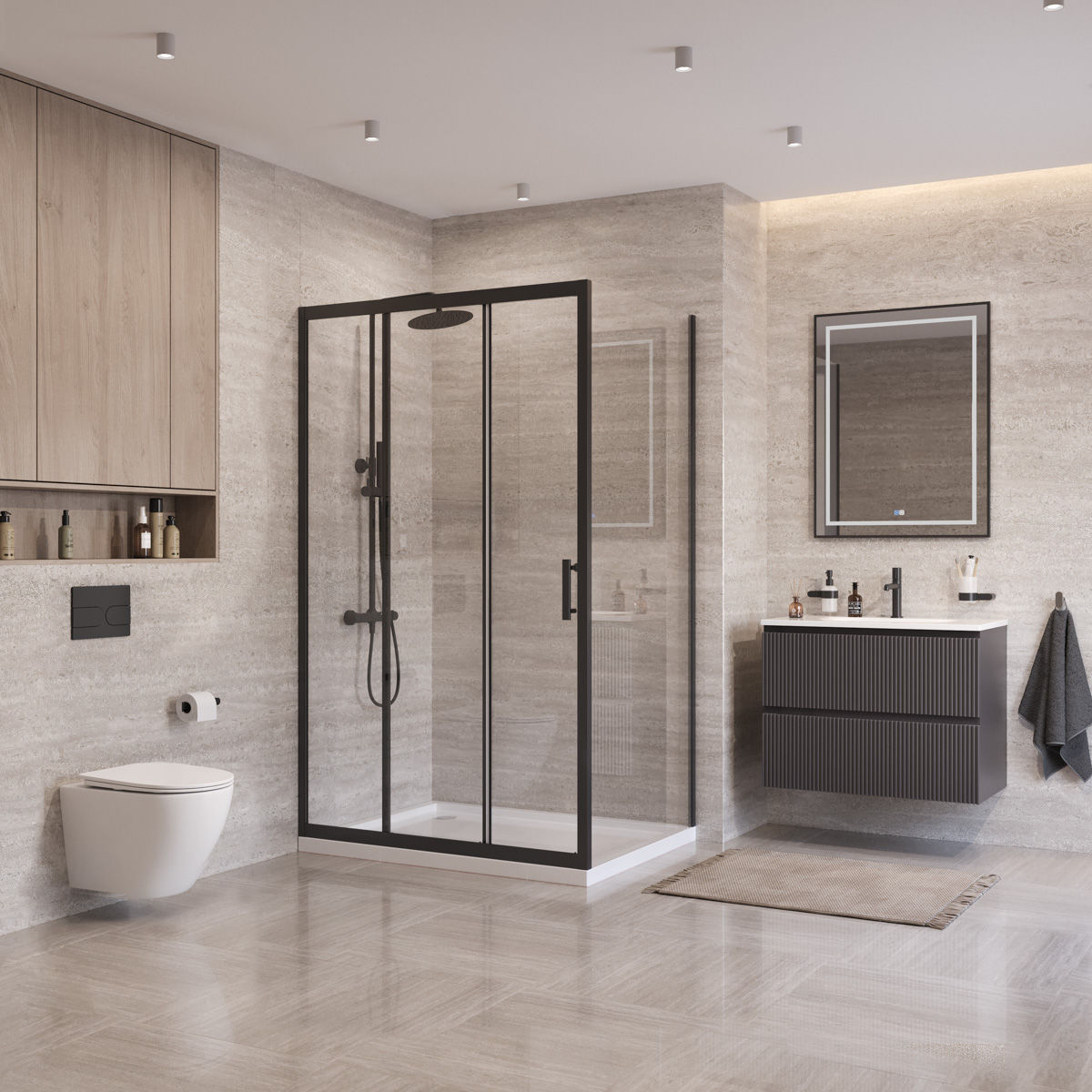 Душевой уголок BelBagno UNO-195-AHF-31-120/90-C-NERO