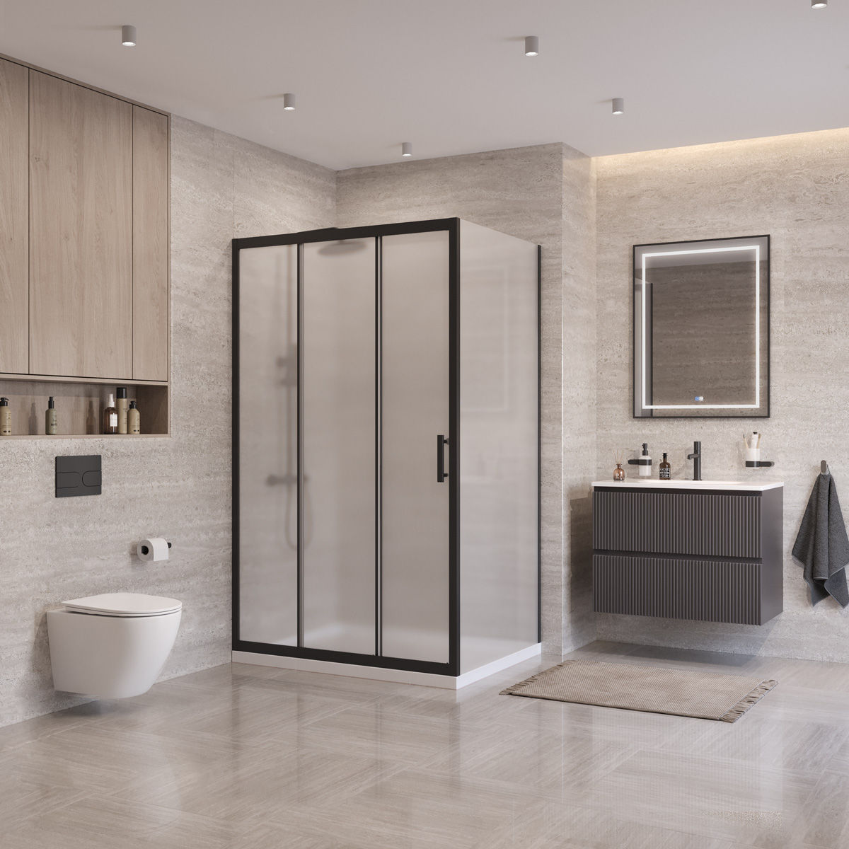 Душевой уголок BelBagno UNO-195-AHF-31-120/90-P-NERO