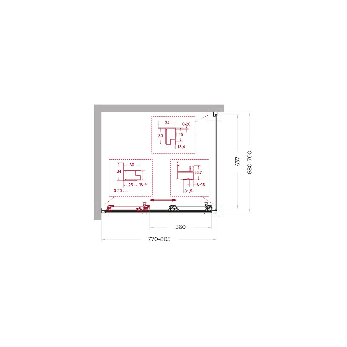 Душевой уголок BelBagno UNO-195-AHF-31-80/70-C-Cr