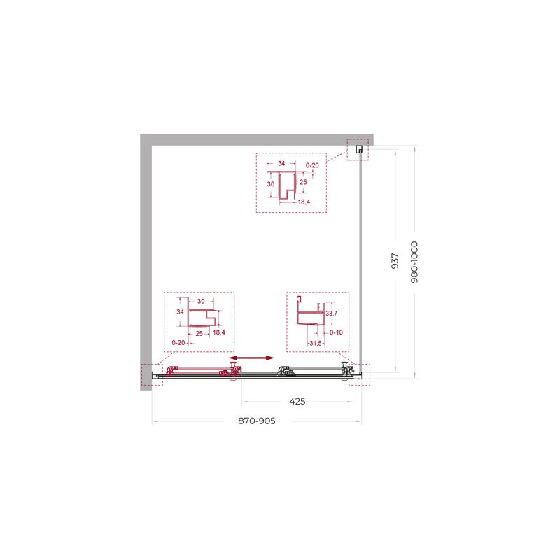 Душевой уголок BelBagno UNO-195-AHF-31-90/100-C-Cr