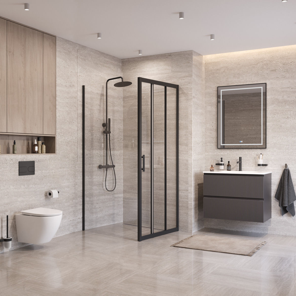 Душевой уголок BelBagno UNO-195-AHF-31-90/100-C-NERO