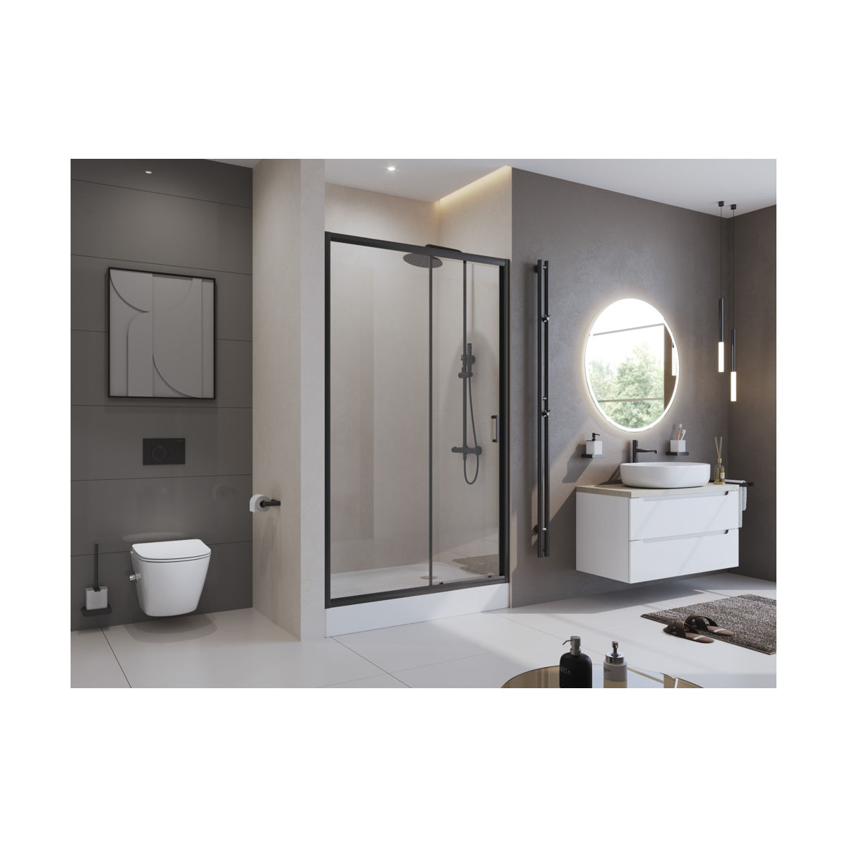Душевая дверь BelBagno UNO-195-BF-1-130-C-NERO