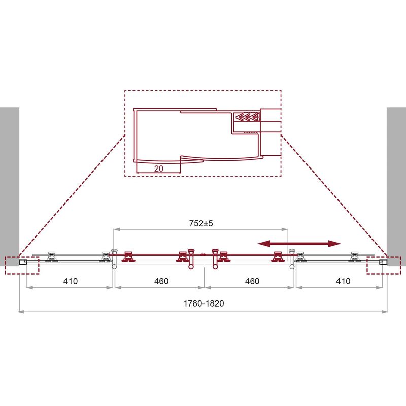 Душевая дверь BelBagno UNO-195-BF-2-180-P-Cr